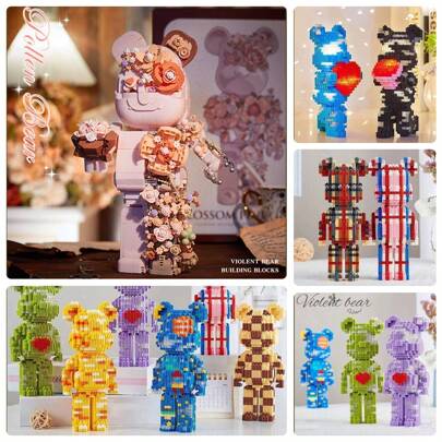 Rose Confession Brave Strongman Building Block Figurine, Made Of ABS Material Desk Home Decor Block Sculpture, Premium Gift Idea For Mother's Day, Christmas, Valentine's Day, Birthday, 12*12*20cm Acrylic Dustproof Cover