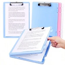 4 pezzi Cartella con scomparti, comprende una cartella con portapenne e una cartella per fogli A4, in plastica resistente, con apertura laterale e frontale, con molletta discreta, adatta per infermieri, insegnanti, avvocati