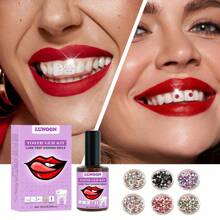 Conjunto de joyas para dientes con varias piedras preciosas de color, extraíbles, fáciles de instalar, hermosas y duraderas, con diamante confiable - Negro - Ver 6