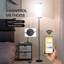 LED Floor Lamps, RGB Standing Lamps, App And Remote Control, With Lamp Shade, Foot Switch, 1 Bulb, Living Room Bedroom Lighting Decoration.