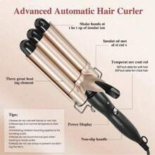 3-Barrel Crimping Hair Curler, Wavy Hair Corrugated Straightener, Big Wave Automatic Curling Wand, Slouchy Person Corn Crimp