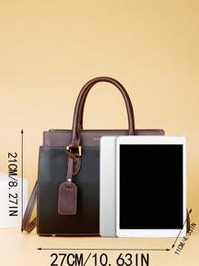 3 件套：多色格子 PU 手提包，配有肩带和拉链，时尚百搭优雅大容量手提包，适合中年女性