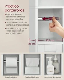 VASAGLE Estantería de Inodoro - Blanco - Ver 5