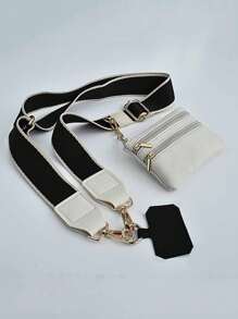 拉链手机挂绳，时尚女士斜挎手机挂绳，带钱包的斜挎手机挂绳，新款拉链手机挂绳，可调节斜挎手机带 - 耐用涤纶材质，休闲风格，手机袋，女士礼物 - 彩色 - 查看 3