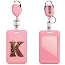 Cartoon Letter Card Sleeve ID Card Bus And Subway Access Work Permit Card Sleeve Staff Employee Pass Keychain With Retractable Rope For Work Id Card Dual-Sided Work Badge Holder - Pink - View 20