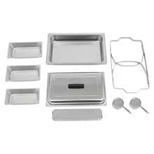 Chafing Dish Buffet Set, Rectangular Catering Chafer Warmer Set, Buffet Dishes Warming Set - Silver - View 9