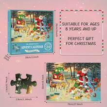 Puzzle Advent Calendar 2024 - Christmas Advent Calendar 2024, Advent Calendar Puzzle 1008 Pieces, 24 Days Christmas Countdown Advent Calendar 2024, Santa Claus Puzzle For Adults - 綠色 - 查看 3
