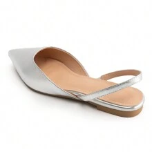 Kylasien Slingback Flats For Women Pointed Toe Flats Slip On Casual Office Shoes For Women - Silver - View 5