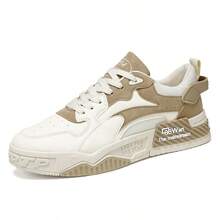 2025 春夏新款男士滑板鞋休闲百搭运动厚底防滑耐用运动鞋 - 米色 - 查看 2