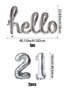 3 件/4 件银色相连“Hello”铝箔气球，16 英寸银色数字气球，“Hello 2025”字母数字气球，“2025 新年快乐”，适用于成人生日派对装饰、周年纪念、新年装饰