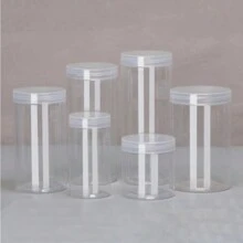 1 件多尺寸透明塑料瓶/罐，坚果和谷物密封食品储存容器，适合厨房、餐厅、客厅使用，[挤压瓶盖颜色随机] - 彩色 - 查看 7
