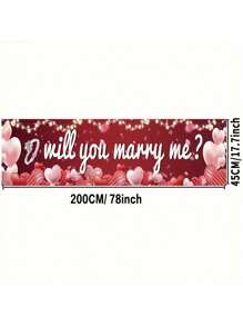1pc "Will You Marry Me?" Red Banner - Suitable For Proposal, Engagement, Valentine's Day Outdoor Party - Durable Polyester, Multipurpose Use - Burgundy - View 6