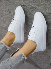 Neue Damen Sneaker, Weiße Schuhe in Große Größen, Multifunktionale Sportschuhe. Obermaterial: PU, atmungsaktives Meshfutter, bequem. Sohle: PVC, leicht, langanhaltend, rutschfest. Geeignet für alle Jahreszeiten