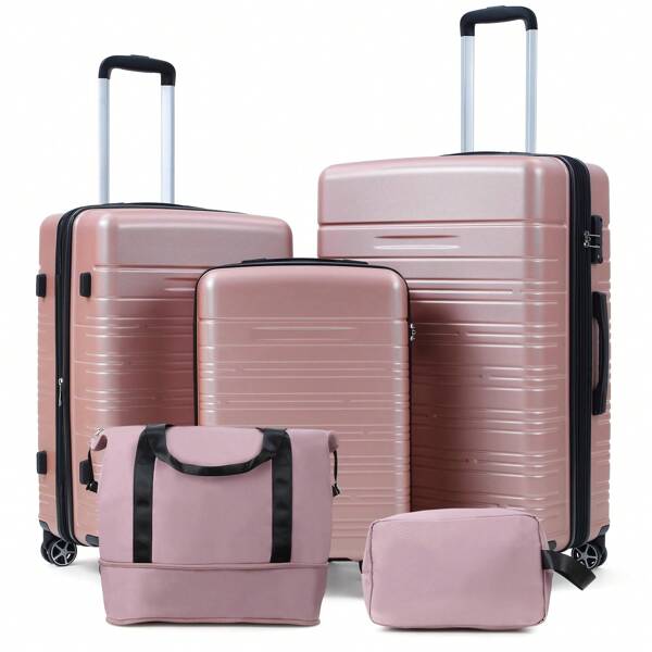 5 Piece Luggage Sets With Spinner Wheels, Womens Luggage Sets Carry On Bag Set, Hardside Carry On Suitcase Sets With Tsa Locks Duffel Bag