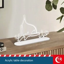 TX 1pc Acrylic Arabic Blessing Phrase Signage, Suitable For Celebration Guest Welcome Tabletop Decor, Home Cabinet Etc., Personalized Desk Identification, Ramadan Feast Party Decoration