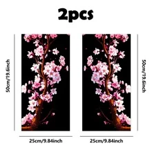 2pcs Anime Cherry Blossom Vinyl Car Stickers - Creative B-Pillar Protection Decals, Easy To Apply On Glass Surfaces