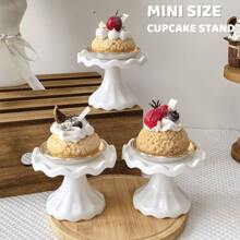 Juego de 3 piezas Soportes mini para cupcakes, exhibidor de pasteles pequeños para macarons, chocolates, postres, bodas, cumpleaños, baby shower, suministros para meriendas, fiesta rosa, blanco