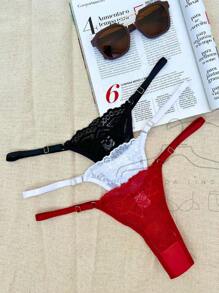 Kit 5 Plus Size Panties Double String With Lace Adjustable Straps String Women's Lingerie Fashion - Nhiều màu - Xem 7