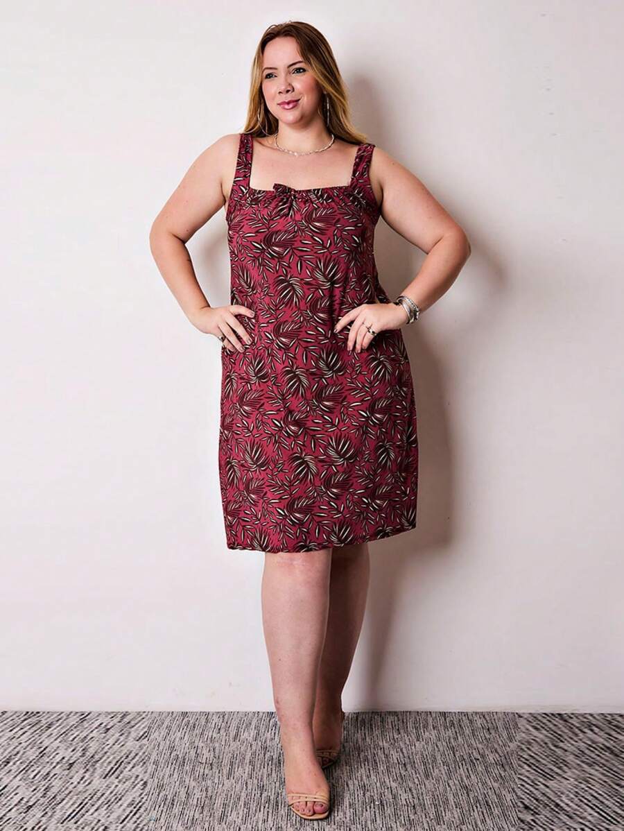 Plus Size Dress With Straps Printed Loose Casual Light Assorted Print Summer Fashion - Nhiều màu - Xem 1