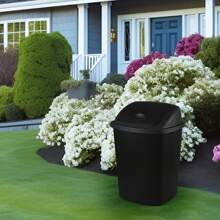 4 Pack 70 Liter Large Black Garbage Bins With Swing Lids, Plastic Trash Cans - Black - View 3