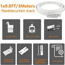 1 Set Of Flexible PVC Curtain Tracks, Shower Curtain Tracks, And Curtain Decoration Tracks That Are Easy To Install. Multiple Forms Of Shower Curtain Tracks, Curtain/Shower Curtain Track Accessories, And Shower Curtain Rods Are Available Home Bathroom Decor Fall Decor Bathroom Accessories Back To School