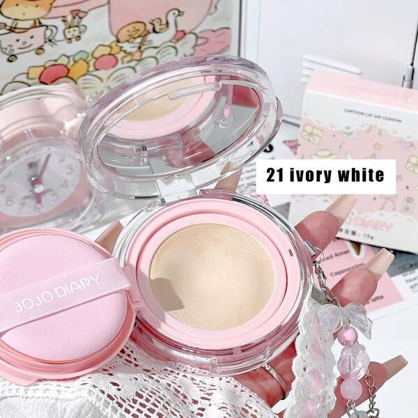 Cartoon Cat Design Cushion BB Cream, Long-Lasting Moisturizing & Oil Control, Conceals & Covers Pores, Natural Look, CC Cream