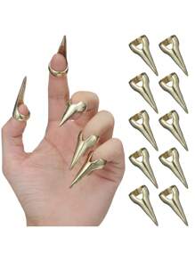 10 Stück Haarteilungstools Gothic Nagel Finger Rollenspiel Klaue Metallring für den ganzen Finger, verwendet für Hareflechten, wellige Haarstylings, Haarverlängerungen, Perücken und Haarzubehör