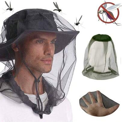 1pc Anti-Mosquito Net Hat, Outdoor Camping Fishing Cap