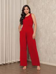 Macacão Feminino Acinturado Elastex Elegante Social Duna