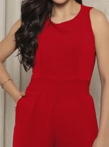 Women's Elastex Elegant Formal Duna Jumpsuit - 紅色 - 查看 4