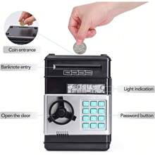 NetHong Piggy Bank Money Box Bank Electronic Password Lock ATM Cash Coin Gift - Black - View 8