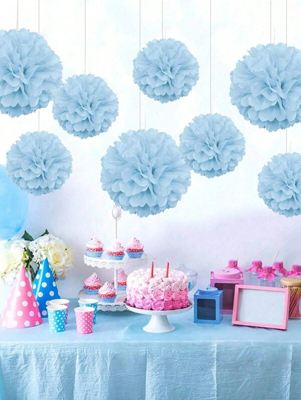 6 stuks papieren pompons, hangende decoratie in de vorm van een bal van tissuebloemen, voor bruiloften, verjaardagen, vrijgezellenfeesten, babyshowerdecoraties en Kerstmis