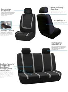 Car Seat Covers Full Set Cloth - Universal Fit Washable Automotive Seat Covers, Low Back Front Seat Covers, Solid Back Seat Cover For SUV, Sedan And Van-9pcs Minimalist Car Seat Cover - Multicolor - View 5