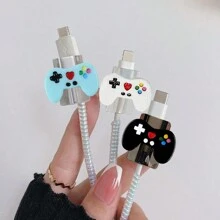 2pcs Video Game Controller Design Cable Protectors, Cord Organizers, Data Cord Protective Sleeves Charger Protector - Multicolor - View 8