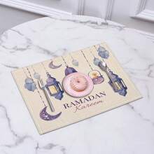 1 قطعة/4 قطع حصيرة مربعة معزولة وأساتذة مضادة للحرارة وغير انزلاقية لطاولة المطبخ، بتصميم نجوم وهلال للمنزل، مستلزمات عيد، حصائر حفلات خارجية، ديكور، وضع الأطباق