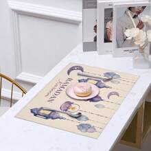 1 قطعة/4 قطع حصيرة مربعة معزولة وأساتذة مضادة للحرارة وغير انزلاقية لطاولة المطبخ، بتصميم نجوم وهلال للمنزل، مستلزمات عيد، حصائر حفلات خارجية، ديكور، وضع الأطباق