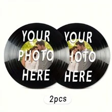 Customized Photo Acrylic Coaster, Personalized Vinyl Record Design, Ideal For Home And Desk Decor, No Battery Required, No Feather, Suitable As Housewarming, Birthday, Christmas, Easter, Thanksgiving, Valentine's Day Gifts, Can Also Be Used As A Water Coaster - 10*10cm Round Coaster - View 3