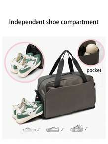 Hand-Held Travel Bag, Large Capacity, Expandable, Dry And Wet Separation Fitness Bag, Men And Women, Independent Shoe Compartment, Sports Short-Distance Travel Bag - Khaki - View 5