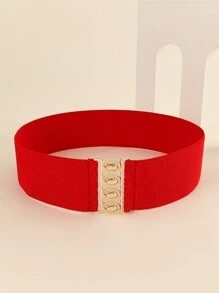 1pc Women Elegant Multi-Function Gold Metal Buckle Elastic Waist Belt, Suitable For Coat, Dress & Other Outfits Summer, School Fall, Autumn, Halloween