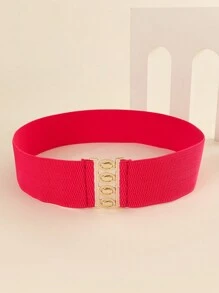 1pc Women Elegant Multi-Function Gold Metal Buckle Elastic Waist Belt, Suitable For Coat, Dress & Other Outfits Summer, School Fall, Autumn, Halloween