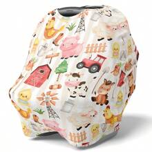 1pc Farmhouse Style Printed Multipurpose Baby Car Seat Cover, Stroller Cover, Nursing Cover, Basket Cover