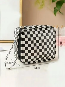 1pc Customized Letter Women Sanitary Pad Holder, Portable Checkerboard Pattern Feminine Hygiene Pouch For Students, Multi-Purpose Mini Storage Case For Pads, Tissues, Chargers And Other Small Items,Boho Vibes - Many - View 11