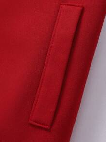 Tween Girls' Contrast Color Button Front Jacket And Pleated Skirt Set, Campus Style