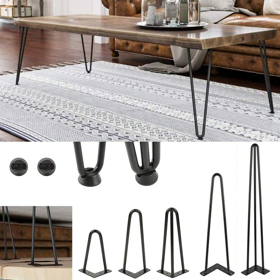 Set Of 4 Table Leg Holders Black - 50 CM