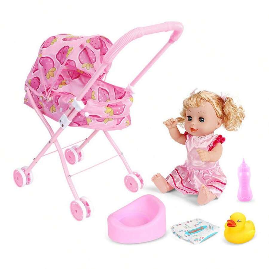 Carriola Con Accesorios y Muñeca - Fresas - Ver 1
