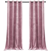 CYCMACO 2 Piece Velvet Indoor Curtains, Modern Bedroom Blackout Curtains With Eyelets, Cold Insulating Thermal Curtain For Living Room Lounge Children's Room - 粉色 - 查看 1