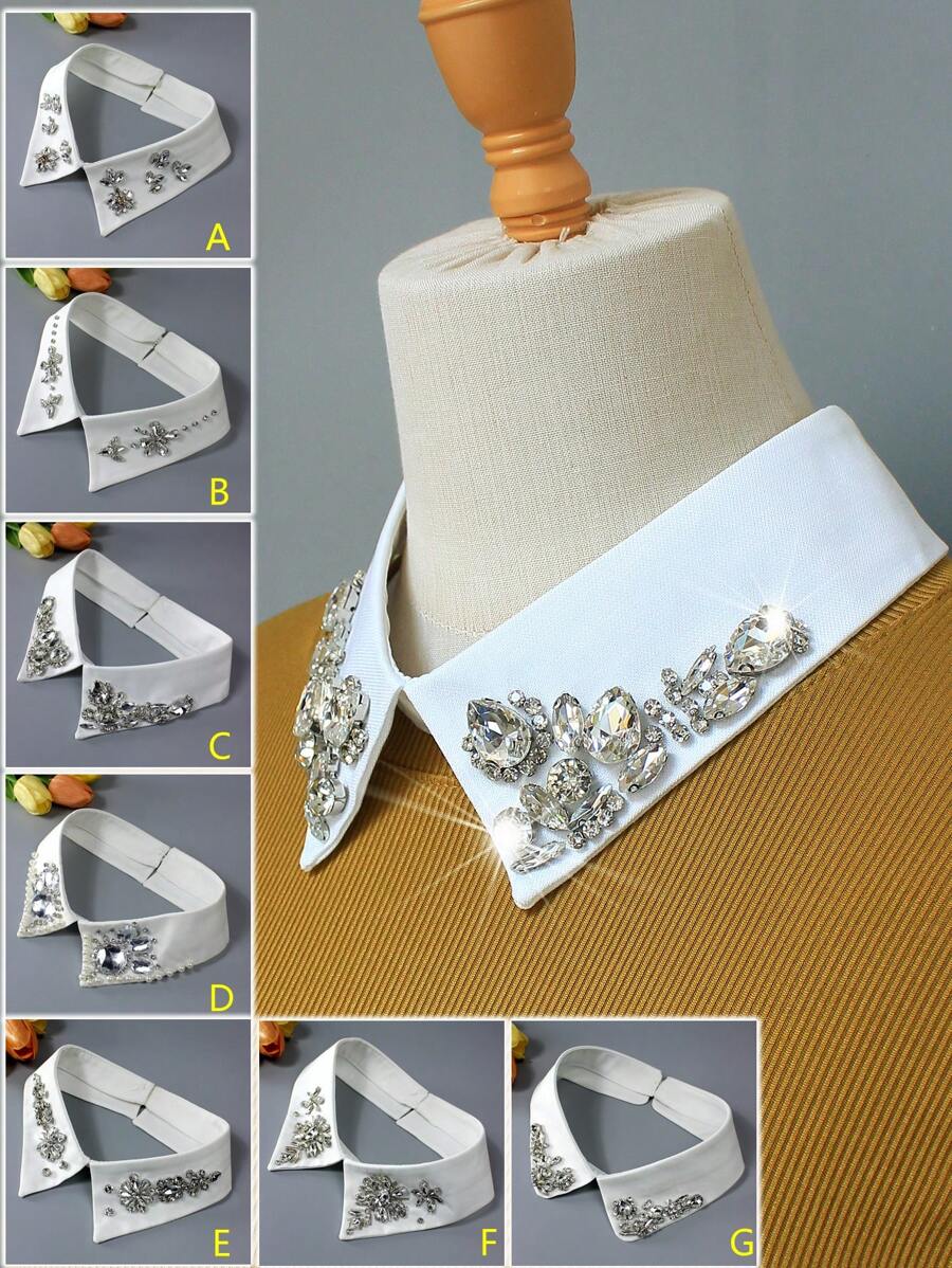 1 chiếc cổ áo rời thủ công đính đá pha lê cao cấp, thiết kế hoa hướng dương và cỏ ba lá, phù hợp với áo len, áo phông, váy, áo khoác, cho mùa xuân/hè/thu/đông, lễ hội, du lịch, vũ trường, trang phục tốt nghiệp.