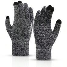 1 Pair Winter New Pineapple Pattern Faux Cashmere Full Finger Touchscreen Knitted Warm Thick Gloves, Fashion
