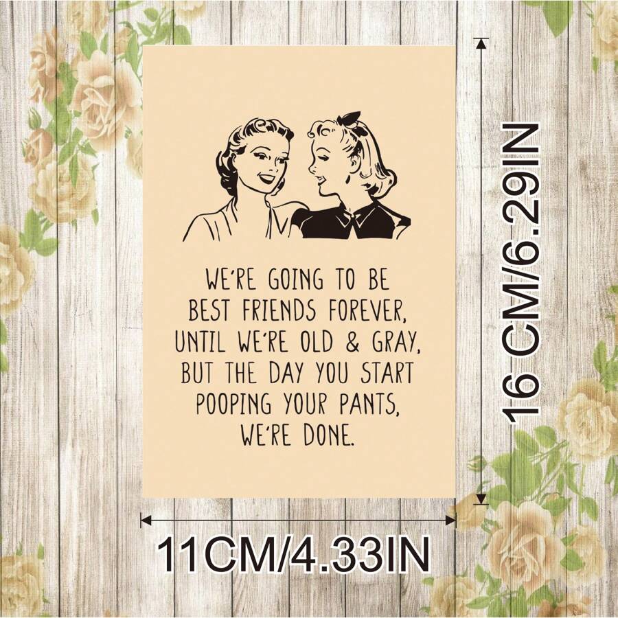 1PC Funny Birthday Cards For Best Friends, Humorous Friendship Cards