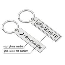 Personalized Custom Phone Number Logo Name Keychain Women Men Car Key Ring Double Sided Laser Engrave Stainless Steel Key Chain